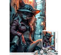 Puzzle 1000 pièces Chat Punk Rebelle Jeu à Monter soi-même Cadeau pour Femmes et Hommes Jeu éducatif Renforce l'amour au Sein du Couple Dimensions 50x75cm