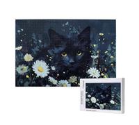 Puzzle 1000 Pièces Chat Puzzle Fleur Motifs,Puzzles Bois Adulte avec Boîte Cadeau,Loisirs Créatifs Adultes DIY Activite Manuelle,Cadeau Anniversaire Homme Femme,Décoration Intérieure,75x50cm,p285t