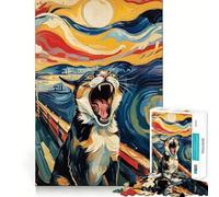 Puzzle 1000 pièces Chat Qui crie Peinture Découpe Lisse Jeu créatif Jouet Repos et détente Cadeau de Noël (38x52cm)