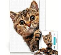 Puzzle 1000 pièces Chat Qui Regarde,Assemblage Parfait,Jeu de réflexion Artistique,Moment de détente,Cadeau de Noël (50x75cm)