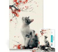 Puzzle 1000 pièces Chat Rêves de Fleurs,Découpe précise,Activité ludique Intelligente,Moment de détente,Cadeau de décoration d'anniversaire (50x75cm)