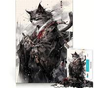 Puzzle 1000 pièces Chat samouraï (38x52cm), Motif Chat samouraï, idéal pour Adultes Un Jeu intellectuel Stimulant et de qualité, Un Cadeau raffiné