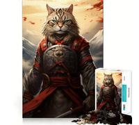 Puzzle 1000 pièces Chat Samouraï Japonais pour Adultes Améliore la mémoire, détend l'esprit, pièce de Collection Sharp Edge (50x75cm)