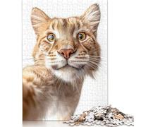 Puzzle 1000 pièces Chat Sauvage ludique prenant Un Selfie pour Adultes Adolescents Puzzles en Papier Jeu éducatif Défi Jouet Cadeaux d'anniversaire (38x26cm)