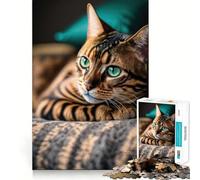 Puzzle 1000 pièces Chat se Relaxant sur Le canapé Bords Nets Décoration Jeu cognitif Jouet Facile à Vivre et Amusant Cadeau de Noël (50x75cm)