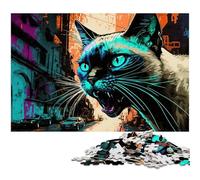 Puzzle 1000 pièces Chat Siamois pour Adultes Puzzles Impossibles pour Adultes pour Les Vacances et Décoration d'Intérieur 50x75cm / 19,68x29,52 Pouces