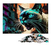 Puzzle 1000 pièces Chat Siamois, Puzzle Impossible pour Adultes, idéal pour Les Adolescents et Les collectionneurs, Cadeau de Voyage, activité familiale 26x38cm / 10,23x14,96 Pouces