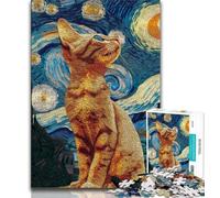 Puzzle 1000 pièces Chat sous Le Ciel étoilé, Puzzles pour Adolescents, Jeux stimulants, Jouets, décoration Murale, Cadeaux d'anniversaire et de Noël Uniques (Taille 75x50cm)