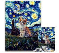 Puzzle 1000 pièces Chat sous Le Ciel Nocturne, Jeux éducatifs en Bois, pour renforcer l'amour Entre Couples, à partir de 14 Ans, 50x75cm