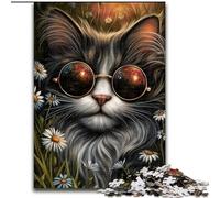 Puzzle 1000 pièces Chat Steampunk Puzzle 1000 pièces Cadeau de Noël Adolescent Réduction du Stress Cadeau Unique et Cool pour la Famille (Taille 26x38cm)