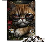 Puzzle 1000 pièces Chat Steampunk Puzzles 1000 pièces pour Adultes Cadeau de Noël Adolescent Réduction du Stress Cadeau Unique Cool pour la Famille (Taille 26x38cm)