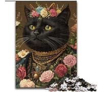 Puzzle 1000 pièces Chat Style Frida Kahlo pour Adultes 50x75cm pour Les Parents, Les Amoureux et Les Amis - 14 Ans et Plus