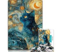 Puzzle 1000 pièces Chat Style Night Sky pour Adolescents, Aide Le Cerveau à exercer des Jouets addictifs pour cultiver la Patience, Jeu de défi Unique 38x26cm