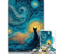 Puzzle 1000 pièces Chat Style Night Sky pour Adultes et Adolescents, Jouets éducatifs et Anti-Stress, idéal pour la décoration de Bureau, 38x26cm