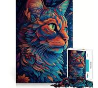 Puzzle 1000 pièces Chat Surréaliste Coloré Découpe Précise Jeu Amusant et Détente Mentale Jeu de Détente Cadeau Festif (38x26cm)