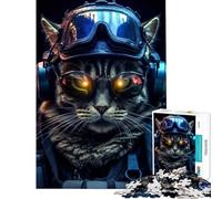 Puzzle 1000 pièces Chat Tactique Défi d'Intelligence Jouet Addictif Jeu Relaxant Décoration Parfaite Cadeau Père Noël Secret (Dimensions 75x50cm)