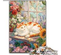 Puzzle 1000 pièces Chat Tournesol, Analyse et Logique avec pièces de Formes aléatoires entièrement emboîtables, pour Les Enfants de 14 Ans et Plus (Taille 26x38cm)