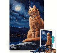 Puzzle 1000 pièces Chat Van Gogh Jeu de réflexion Amusant et Facile à Assembler,idéal pour Un Moment de détente ou Une décoration de Noël (50x75cm)
