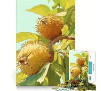 Puzzle 1000 pièces Châtaignes sur Une Branche Illustration Découpe Lisse Jeu créatif Jouet Détendant Cadeau de Noël (38x52cm)