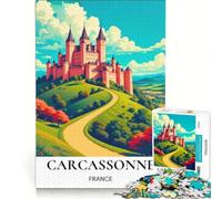 Puzzle 1000 pièces Château de Carcassonne coloré, Jeu éducatif, détente intellectuelle, idéal pour la décoration de Bureau 38x26cm