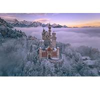 Puzzle 1000 Pieces Château De Neuschwanstein La Forêt Enneigée des Alpes Bavaroises 75 * 50Cm
