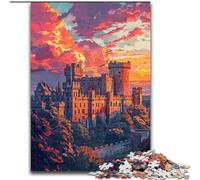 Puzzle 1000 pièces Château de Warwick coloré Puzzles en Bois Taille 50x75cm Jeu de réflexion pour Adolescents, Cadeau de Vacances idéal