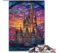 Puzzle 1000 pièces Château en vitrail Puzzles en Carton Parfait pour la décoration de la Maison et du Bureau, Les fêtes, Les Anniversaires et Les Cadeaux de Vacances Taille 38x26CM