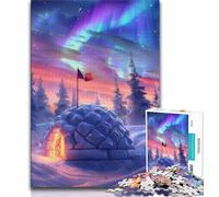 Puzzle 1000 pièces Châteaux de Glace sous Les aurores boréales, Puzzles pour Adolescents, Jeux stimulants, décoration Murale, Cadeaux d'anniversaire et de Noël Uniques (Taille 38x26cm)