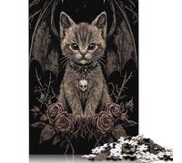 Puzzle 1000 pièces Chaton Gothique Sombre avec Ailes pour Adultes et Puzzles en Bois Puzzle éducatif Jeu Familial 1000 pièces (75 x 50 cm)