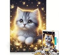 Puzzle 1000 pièces Chaton Mignon avec des lucioles, Jeu Familial, activités Amusantes à la Maison, Cadeaux Uniques pour Un Anniversaire ou Noël 38x26cm