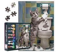 Puzzle 1000 pièces - Chatons dans les toilettes - 1000 puzzles - Jeu d'adresse pour toute la famille - Jeu de ponte coloré - Puzzle pour adultes à partir de 6 ans - Taille finie 50 x 70 cm