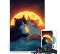Puzzle 1000 pièces Chats célestes endormis Découpe Lisse Jeu créatif et Relaxant Cadeau de Noël idéal (38x26cm)