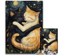 Puzzle 1000 pièces Chats embrassant Le Ciel Nocturne, Jeux éducatifs en Carton, pour renforcer l'amour Entre Couples, à partir de 14 Ans, 26x38cm