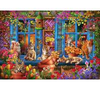 Puzzle 1000 pièces - Chats sur Le Rebord de la Fenêtre