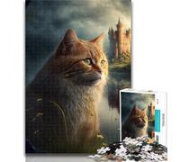 Puzzle 1000 pièces Chats sur Une planète Extraterrestre Puzzle 1000 pièces pour Adolescents, Jouets éducatifs et éducatifs, décoration intérieure Unique et Cadeaux 26x38cm