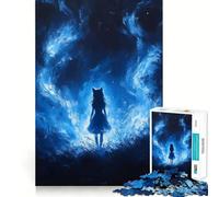 Puzzle 1000 pièces Chatte Bleue dans Un Paysage onirique Assemblage précis et Amusant,Jeu de réflexion,Moment de détente,décoration de Noël (50x75cm)