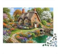 Puzzle 1000 pièces « Chaumière Douillette » : Une Charmante Maison dans Un Jardin. Jeu éducatif pour Adultes (à partir de 12 Ans), décoration intérieure, idéal pour Un Anniversaire. 52 x 38 cm.