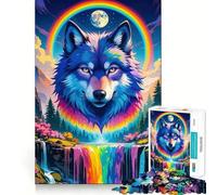 Puzzle 1000 pièces Chauve-Souris Arc-en-Ciel et Loup pour Adultes, Jeu de réflexion, Passe-Temps la Maison, Bords Nets, Joli Cadeau (38x52cm)