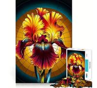 Puzzle 1000 pièces Chef-d'œuvre en vitrail d'Iris pour Adolescents, Jeu de réflexion, Plaisir partagé, Bords précis, Cadeau du Père Noël 38x26cm