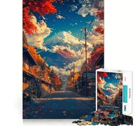 Puzzle 1000 pièces Chemin d'automne vers Le Fuji Décoration Clean Fit Jeu de réflexion Cadeau Jeu Calme Cadeau d'anniversaire Artistique (50x75cm)