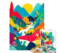 Puzzle 1000 pièces Chemin de Montagne coloré Jeu Manuel d'apprentissage Jouets éducatifs Cadeaux de Père Noël Secret Décoration Parfaite (Dimensions 38x52cm)