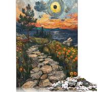 Puzzle 1000 pièces Chemin de Pierre Coucher de Soleil Puzzles Adultes Difficulté Puzzles Éducation Jouets Jeux Famille Décoration 1000pcs (75x50cm)