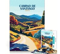 Puzzle 1000 pièces Chemin de Saint-Jacques-de-Compostelle Espagne Paysage Art Découpe Impeccable Jeu de logique Amusant Jeu Gratuit Activité d'anniversaire (38x52cm)