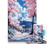 Puzzle 1000 pièces Chemin vers Le Fuji en Fleurs de Cerisier Jeu d'articulation Fin et Amusant,Jeu cognitif et Calme,Cadeau d'anniversaire Artistique (38x52cm)