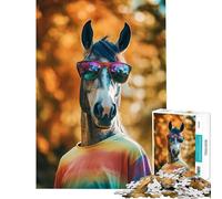 Puzzle 1000 pièces Cheval aux Couleurs tie-Dye Défi intellectuel Jeu addictif et Relaxant Décoration Parfaite pour Un Père Noël Secret (Dimensions 38x52cm)