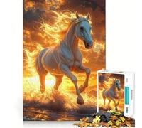 Puzzle 1000 pièces Cheval Blanc Coucher de Soleil Jeu de développement cognitif Surface Lisse sans bavures Activité relaxante en Groupe à l'intérieur (50x75cm)