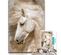 Puzzle 1000 pièces Cheval Blanc Puzzle 1000 pièces pour Adolescents Cadeaux Renforcer l'amour Entre Couples pour Les 14 Ans et Plus (50x75cm)