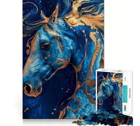 Puzzle 1000 pièces Cheval Bleu Royal pour Adultes Jeu de logique Fine Calme et Amusant Bords Nets Cadeau attentionné (50x75cm)