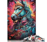 Puzzle 1000 pièces Cheval de Guerre coloré Fantaisie, difficulté : Jeux éducatifs, Jouets, Cadeaux de Noël, 1000 pièces (75 x 50 cm)