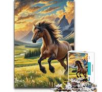 Puzzle 1000 pièces - Cheval galopant dans Un pré - Une œuvre d'art pour Les Enfants de 14 Ans et Plus - 50x75cm
